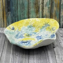 Artisan Large Fruit Bowl, Handmade Ceramic Centerpiece Bowl With Seashell Decor - £103.67 GBP