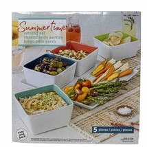 Overandback, 5-Pc &quot;Summertime&quot; Serving Square Platter Tray + Bowl Set - £31.30 GBP