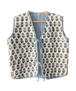 Vest Short Coat, Floral Cotton Quilted Jacket Block printed Jacket Boho ... - $716.27 MXN