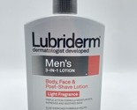 Lubriderm Men’s 3-In-1 Body Face &amp; Post Shave Lotion 16 oz Light Fragran... - £37.27 GBP