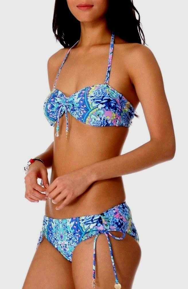 JUICY COUTURE 2PC BANDEAU SWIMSUIT BIKINI PAISLEY PARK FLORAL SZ M $166 ... - $55.99