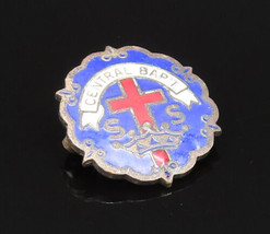 925 Sterling Silver - Vintage Antique Enamel Central Baptist Brooch Pin ... - £27.10 GBP