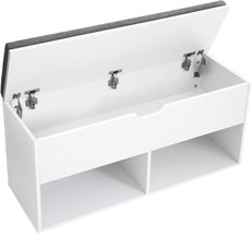 VASAGLE Shoe Bench, Storage Bench with 2 Open and 1 Closed Compartments, Shoe - £77.66 GBP