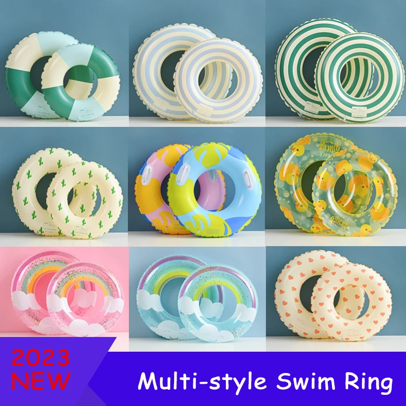 Inflatable swimming ring thickened summer striped pool float adult children&#39;s - £10.04 GBP+