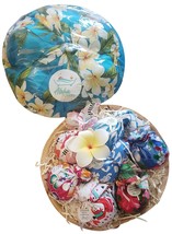 Handmade Bath Bomb Gift Pack Assortment wrapped in Plumeria Blue Floral Fabric - £62.26 GBP