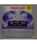 Maxell DVD+R 10PK 4.7GB 2 hrs NEW bin 439 data video - £10.46 GBP