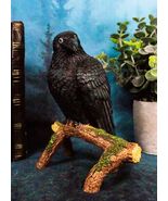 Gothic Raven Crow Perching On Tree Branch Scavenger Bird Figurine 5.75&quot; ... - $38.64 CAD