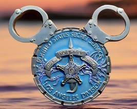 Disneyland Mickey Ears Light Blue Disney Challenge Coin Secret Service Office - £13.43 GBP