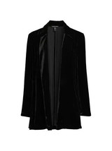 Eileen Fisher Black Velvet Long Blazer Open Front NWT Sz M - £158.27 GBP