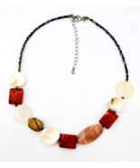 Vintage Handcrafted Sponge Coral MOP Stone Choker Necklace - £14.01 GBP