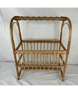 Magazine Rack Vintage Bamboo Rattan Wicker Boho Chic Mid Century Modern ... - $56.42