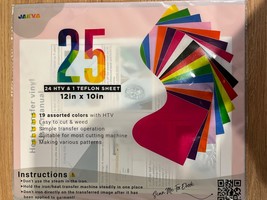 24 HTV &amp; 1 Teflon Sheet  Heat Transfer Vinyl Sheets Bundle 12&quot;x10&quot; Assorted NEW - £16.79 GBP