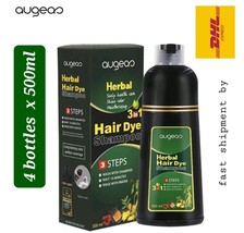 4 x 500ml Augeas Herbal 3 In 1 Hair Dye Shampoo (Black) fast shipment by DHL Exp - £86.61 GBP