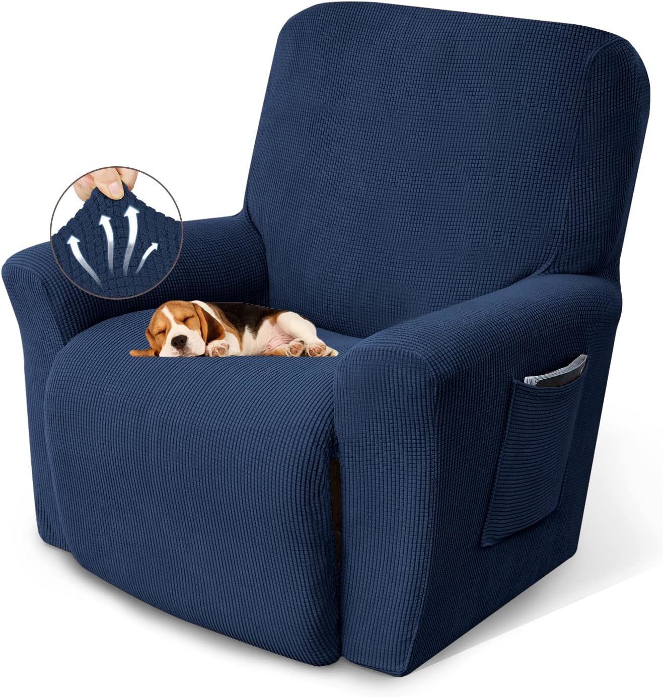 Kekuou Recliner Chair Covers,Lazy Boy Recliner Covers, Recliner, Navy Blue - $35.93
