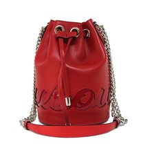 Christian Louboutin Bucket New Marie Jane Logo Red Leather Messenger Bag - £996.82 GBP