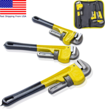 3 Pack Heavy Duty Adjustable Pipe Wrench Tool Set Hand Tools for Plumbing - £32.89 GBP