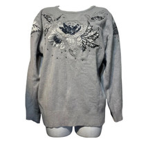 Vintage Winnie’s Gray Beaded Sequins Silk Angora LambsWool Sweater Size M - £27.37 GBP