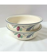 POPPIES ON BLUE Lenox Chinastone 2 Cereal Bowls 2&quot; Deep 6 1/4&quot; Across EUC - $27.22