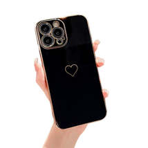 Anymob iPhone Case Luxury Black Color Electroplated Love Heart with Silicone - £19.08 GBP