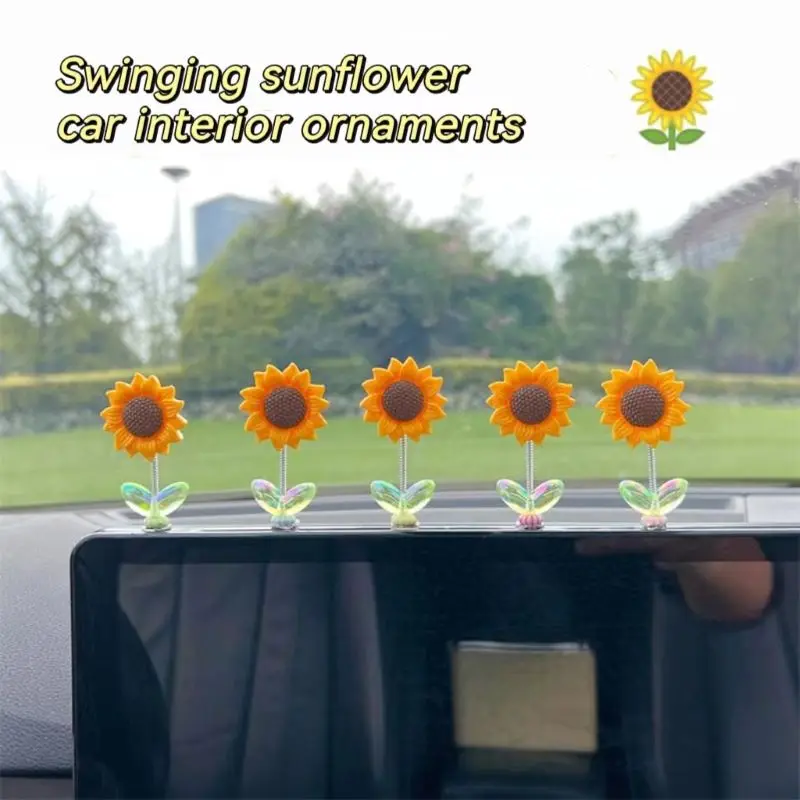 Swinging sunflower car interior ornaments healing fresh flowers car center - £7.14 GBP