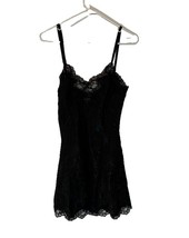 Vntg Victoria&#39;s Secret Black Tone on Tone Floral w/ Lace Trim Chemise SZ... - $14.99