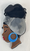UNIQUE AFRICAN AMERICAN WOMAN LARGE ACRYLIC BROOCH PIN 2.5” - $7.87