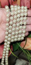 Knotted Faux Pearl Long Necklace 50&quot; Ivory Creamy Luster &amp; Shine Vintage - $14.46