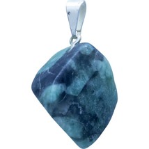 Kheops International Tumbled Stone Pendant w/Silver Plated Chain- Emerald - £15.98 GBP