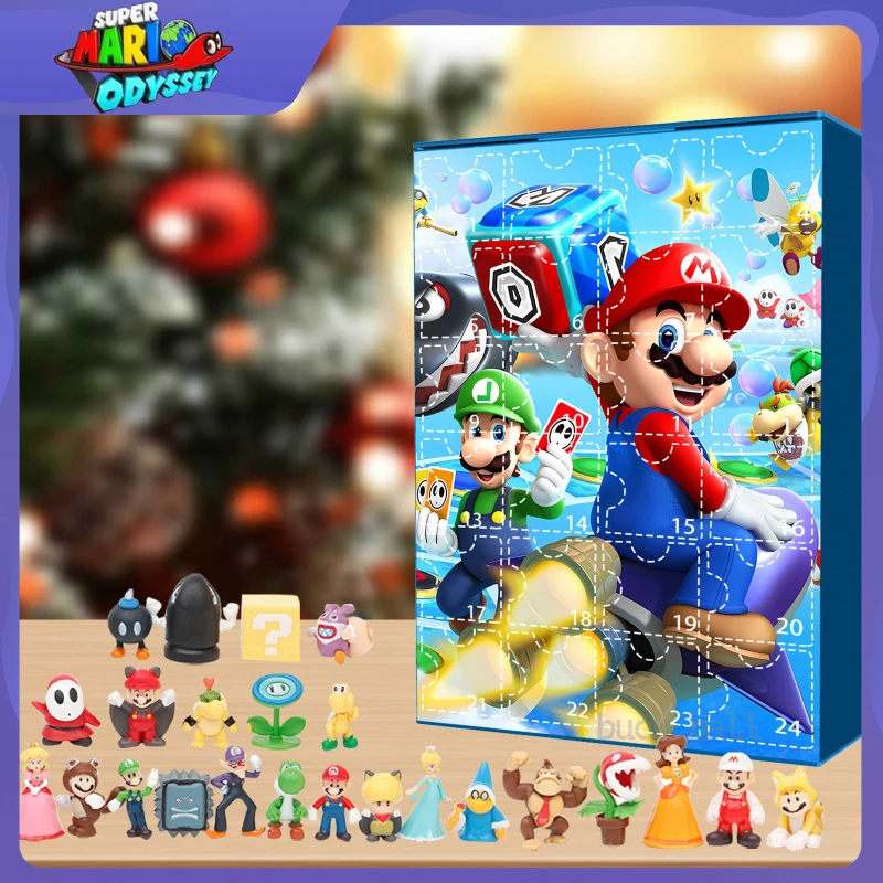 Christmas Advent Calendar Mario Figure Pokemoe Pikachu Anime Figures Mini Box - £16.79 GBP+