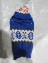 Festive Dog Sweater Ugly Sweater on Blue Background Size S by Pet Central - £11.95 GBP