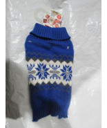 Festive Dog Sweater Ugly Sweater on Blue Background Size S by Pet Central - £11.79 GBP