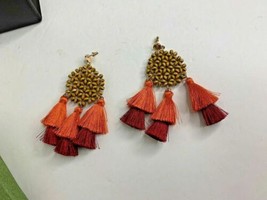 New Fashion Mengpa Boho Tassel Drop Jewelry Beaded Orange Red Earrings  - $7.91