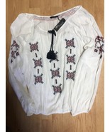 Women&#39;s Stitch Star embroidered gauzey top boho Sz S small New with tag - $280.89 MXN