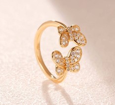 Shine Collection 18K Gold Overlay Sterling Silver Dazzling Butterfly Open Ring - £14.12 GBP