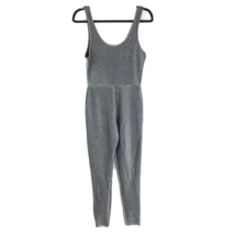 Almost Famous Womens Jumpsuit Metallic Silver Skinny Leg Sleeveless Stre... - $14.49