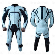 New Men&#39;s Motorcycle White Cowhide Leather Suit Speed Hump Safety Pads-579 - £312.89 GBP