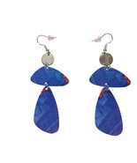 Blue &amp; Red Abstract Geometric Drop Earrings Handmade Artisan Dangle Jewelry - $280.49 MXN