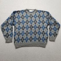 Crocodile Sweater Mens XL Blue Gray Long Sleeve Pullover Crew Neck Wool ... - $427.82 MXN