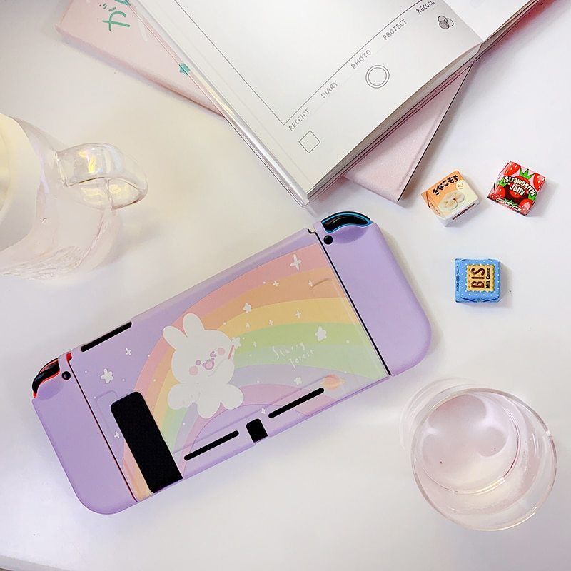 Primary image for Rainbow Bunny cute purple soft protective case shell for nintendo switch -  Supe