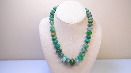 Lucas Lameth Gorgeous Faceted Agate Green Graduated Bead Necklace Lucoral LUC - $49.99