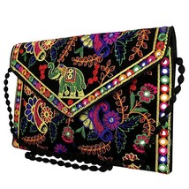 Damen Riemen Handtasche Mit Indian Traditionell Rajasthan Elefant Grafik Schwarz - £20.59 GBP