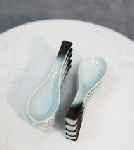 Pack Of 10 Artistic Designer Blue Black Ombre Ceramic Ladle Hook Soup Spoons - £20.52 GBP