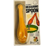 Travco Gourmet Measuring Spoon Daisy Set Vintage 1980s Yellow Deadstock ... - $24.79