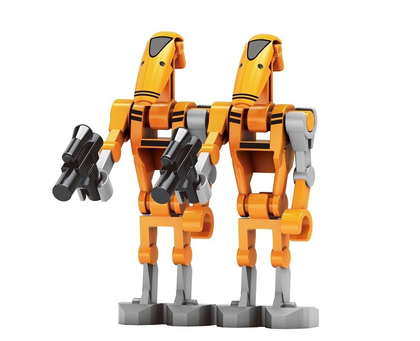 Battle Droid Pack Of 2 Orange Star Wars Custom Minifigures - $8.46