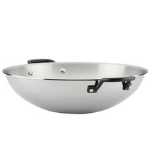 WOK KITCHENAID COOKWARE 15&quot; STAINLESS STEEL 5-PLY CLAD PAN INDUCTION FLA... - £113.22 GBP