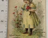Spicer Stove Company Victorian Trade Card Girl Picking Flowers VTC 3 - £7.10 GBP