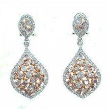 5.18ct Fancy Pink Diamonds Earrings 18K All Natural 11 Grams Rose Gold Mix SI1 - £11,394.20 GBP