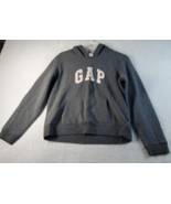 Gap Hoodie Youth Size Medium Gray Knit Long Sleeve Pockets Graphic Logo ... - $14.06