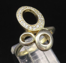 925 Silver - Vintage Gold Plated Cubic Zirconia Open Circles Ring Sz 6 -... - £28.52 GBP