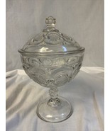 Vintage EAPG Diamond Point Discs Glass Covered Compote - $15.26